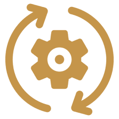 Cogwheel icon with recycling arrows