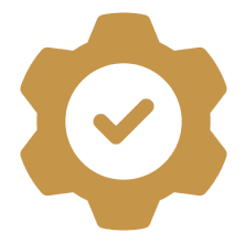 Gear with checkmark icon