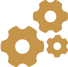 Brown cogwheels illustration on black