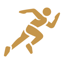 Gold runner icon on black background